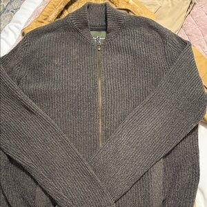 Eddie Bauer Men's Charcoal Zip-Up Sweater
